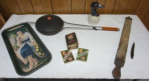Coke Tray, Duck Mug, Popcorn Fire Pit Pan, Shaving StrapShaver
