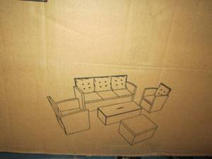 lot 115 image: Rattan 5pc sofa set with grey cushi...