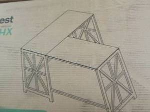 lot 122 image: green forest L-shaped computer desk...