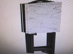 lot 25 image: Linon Marble-Look TV Tray Set open ...