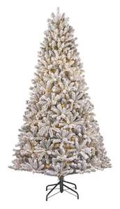 lot 46 image: HOME ACCENTS HOLIDAY 7.5 ft. Starry Light Fraser Fir Flocked LED Pre Lit Artificial Christmas Tree with 1500 Color Changing Lights