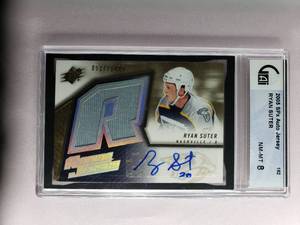 lot 16 image: Ryan Suter 2005 SPx Autographed Jersey Patch Upper Deck #182 GAI NM-MT 8