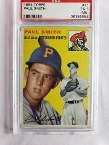 lot 21 image: Paul Smith 1954 Topps #11 PSA EX 5 (MK)