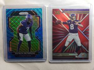 lot 28 image: Lot of 2 Kirk Cousins 2021 Panini #64, Patrick Peterson 2021 Panini Prizm #132 Numbered 47199