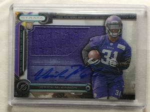 lot 34 image: Jerick McKinnon Autographed Jersey Patch Topps Strata #CCAR-JM