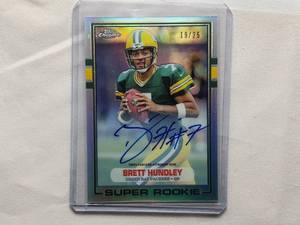 lot 38 image: Brett Hundley Autographed Topps Chrome Super Rookie #89-EH, Numbered 1925