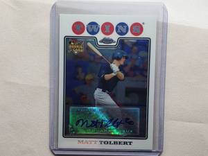 lot 81 image: Matt Tolbert Autographed 2008 Topps Chrome Rookie Card #235