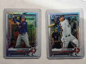 lot 87 image: Lot of 2 Royce Lewis 2021 Bowman Chrome Refractor BCP-63, Keoni Cavaco Bowman Chrome Refractor BCP-73