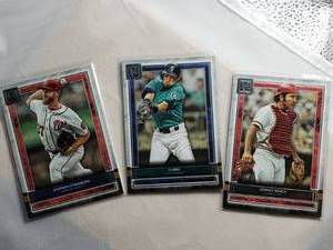 lot 109 image: Lot of 3 2020 Topps Museum Collection Stephen Strasburg #80, Ichiro #11, Johnny Bench #56