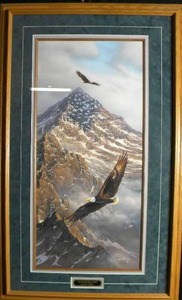 lot 12 image: Rick Kelley Hand Signed and FramedOn Freedoms Wing ((26 X 42))