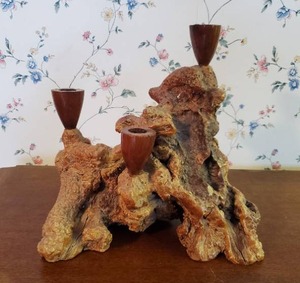 lot 32 image: Burl Wood Candleholder