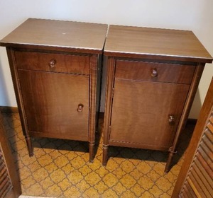lot 219 image: Pair of Metal NightstandsEnd Tables