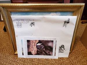 lot 126 image: Framed Canvas Painting, Prints, And More