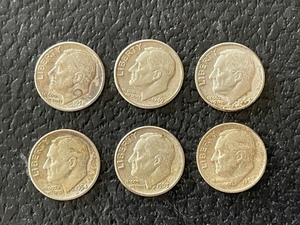6 Silver Roosevelt Dimes