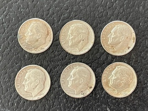 6 Silver Roosevelt Dimes