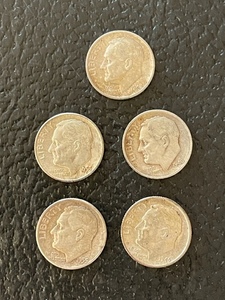 5 Silver Roosevelt Dimes