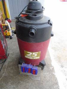 lot 126 image: Shop Vac 25 gallon. Used condition. Tested & works. No hose or nozzles. As shown.