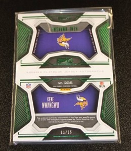 lot 12 image: 2021 Playbook Rookie Patch Auto RPA Green Kene Nwangwu #235 1125  Only 25 Exist