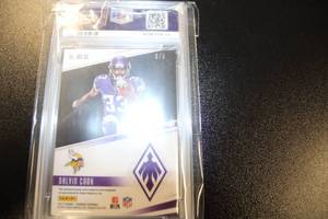 lot 58 image: 2017 Phoenix Rookie Jumbo Patch Autograph Dalvin Cook #JASDC PSA 8.5 25  Only 5 Exist
