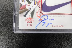 lot 141 image: 2018 Leaf Trinity DJ Chark Nike Swoosh Patch #PA-DJC 710 Rookie Card  Only 10 Exist