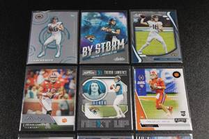 lot 193 image: Trevor Lawrence Football Card Rookie Lot  9 Different Rookie Cards