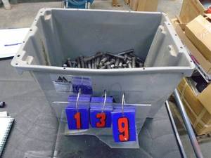 Bin of 58 bolts. Assorted lengths. As shown.