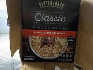 6 x 15 oz boxes Better Oats classic instant oatmeal with flax seed - 10 pouches per box, past date