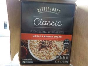 6 x 15 oz boxes Better Oats classic instant oatmeal with flax seed - 10 pouches per box, past date