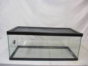 lot 38 image: Pet Terrarium Reptile Tank with Screen top and temperature gauge.