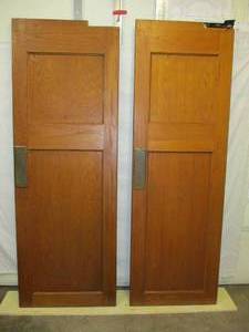 lot 1 image: Pair of Vintage Solid Oak Swing Interior Doors