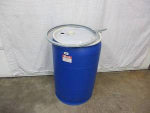 lot 42 image: 55 Gallon Poly Drum. Never used. Like New