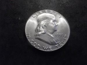 1955 Franklin Silver Half Dollar Buggs Bunny Strike. The Upper Lip Looks Like A Hitler Mustache