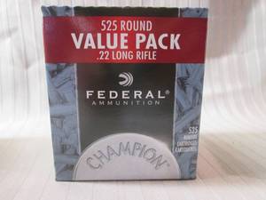 lot 114 image: Federal 525 count .22 long rifle am...