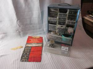 lot 121 image: Organizer cabinet filled with hardw...