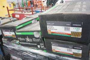 Lot Of 4 Boxes Of Hitachi 12705 2-38 X .113 RG Full Round Head Hot Dipped Galvanized Wire Coil Ring Shank Sheathing Nails (4000 Count)