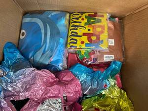 BOX OF ASSORTED FOIL BALLOONS