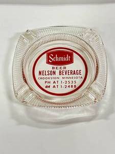 lot 7 image: Vintage Schmidt Beer Nelson Beverage Crookston MN Ashtray