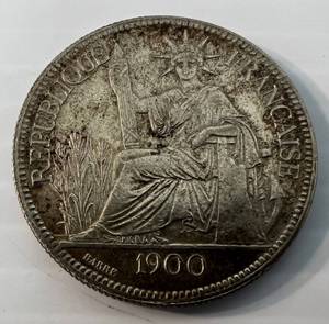 1900 Indochina French Piastre .900