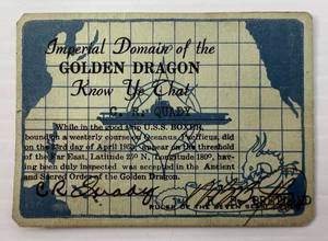 1953 Imperial Domain Of The Golden Dragon Crossing Of The Equator Naval Card