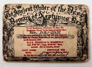 1946 The Ancient Order Of The Deep Domain Of Neptunus Rex Crossing Of The Equator Naval Card