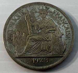 1928 Indochina French Piastre .900