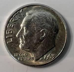 1963 Silver Roosevelt Dime Possible Double Die Reverse