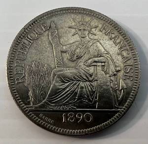 1890 Indochina French Piastre .900