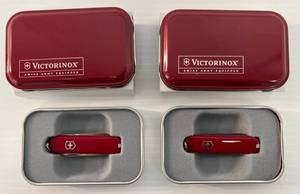 Two Vintage Swiss Army Knives With 3M Advertising