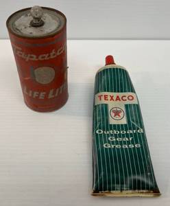 Very RARE 1950s Tapatco Life Lite  Man Overboard Distress Flasher And Vintage Texaco Outboard Gear Lube