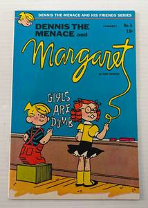 1970s Dennis The Menace And Margaret No. 5 Comic Book Great Shape In Protective Sleeve carded
