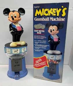 Superior Brand Mickeys Gumball Machine With Cast Metal Base NIB