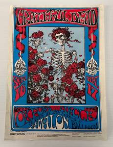 Antique 1966 Gratefull Dead Concert Poster 19 58  x 14 18