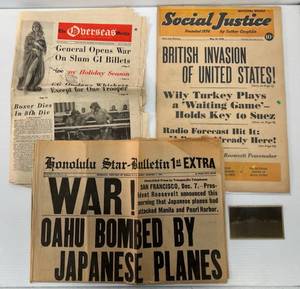 Three Vintage Wartime Newspapers (Very Cool)