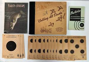 Group Including 1919 Forest &amp Stream Magazine, Calling All Ducks Album, Vintage Shooting Targets And More